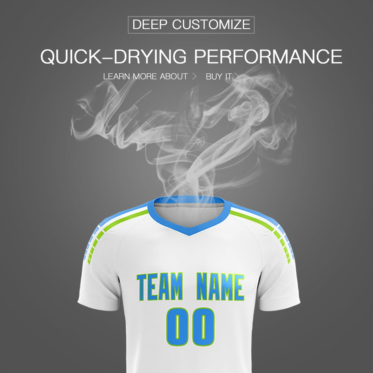 Custom White Raglan Shoulder Striped Soccer Tops/Sets Jersey