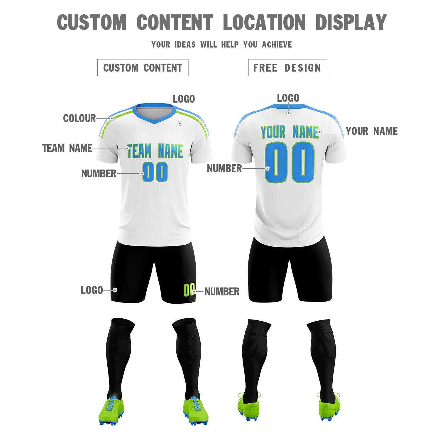 Custom White Raglan Shoulder Striped Soccer Tops/Sets Jersey