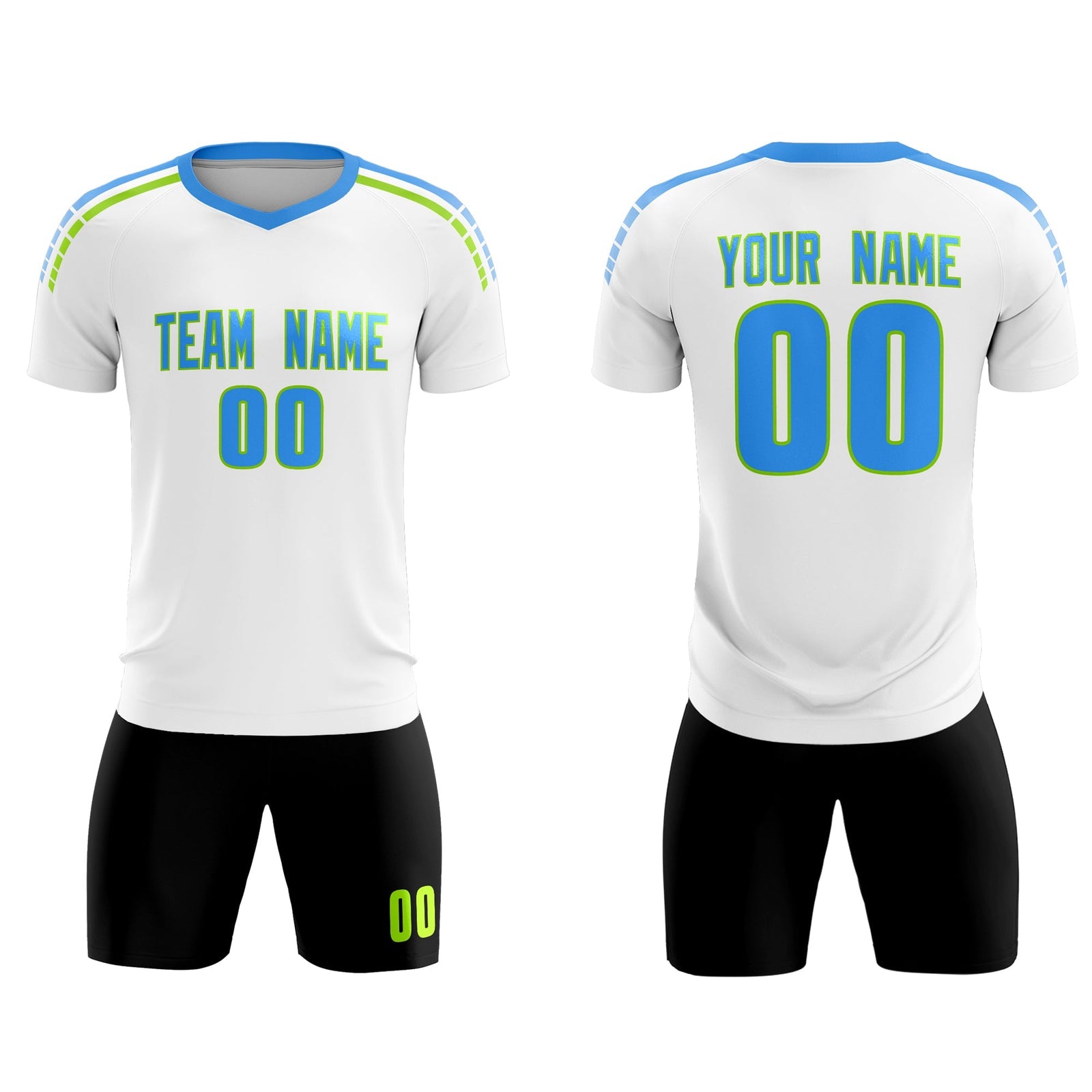 Custom White Raglan Shoulder Striped Soccer Tops/Sets Jersey