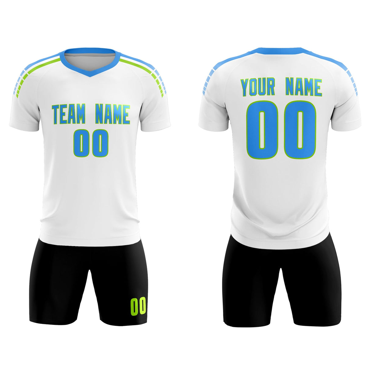 Custom White Raglan Shoulder Striped Soccer Tops/Sets Jersey