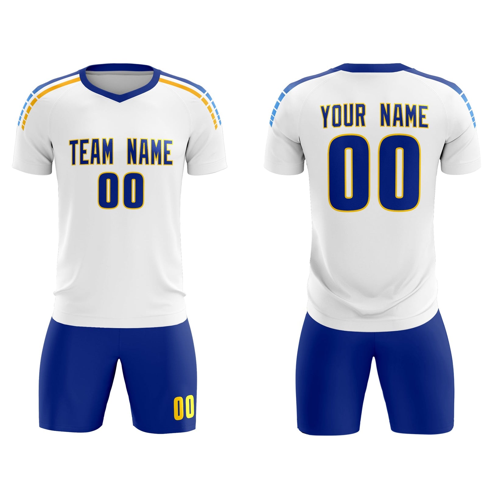 Custom White Raglan Shoulder Striped Soccer Tops/Sets Jersey