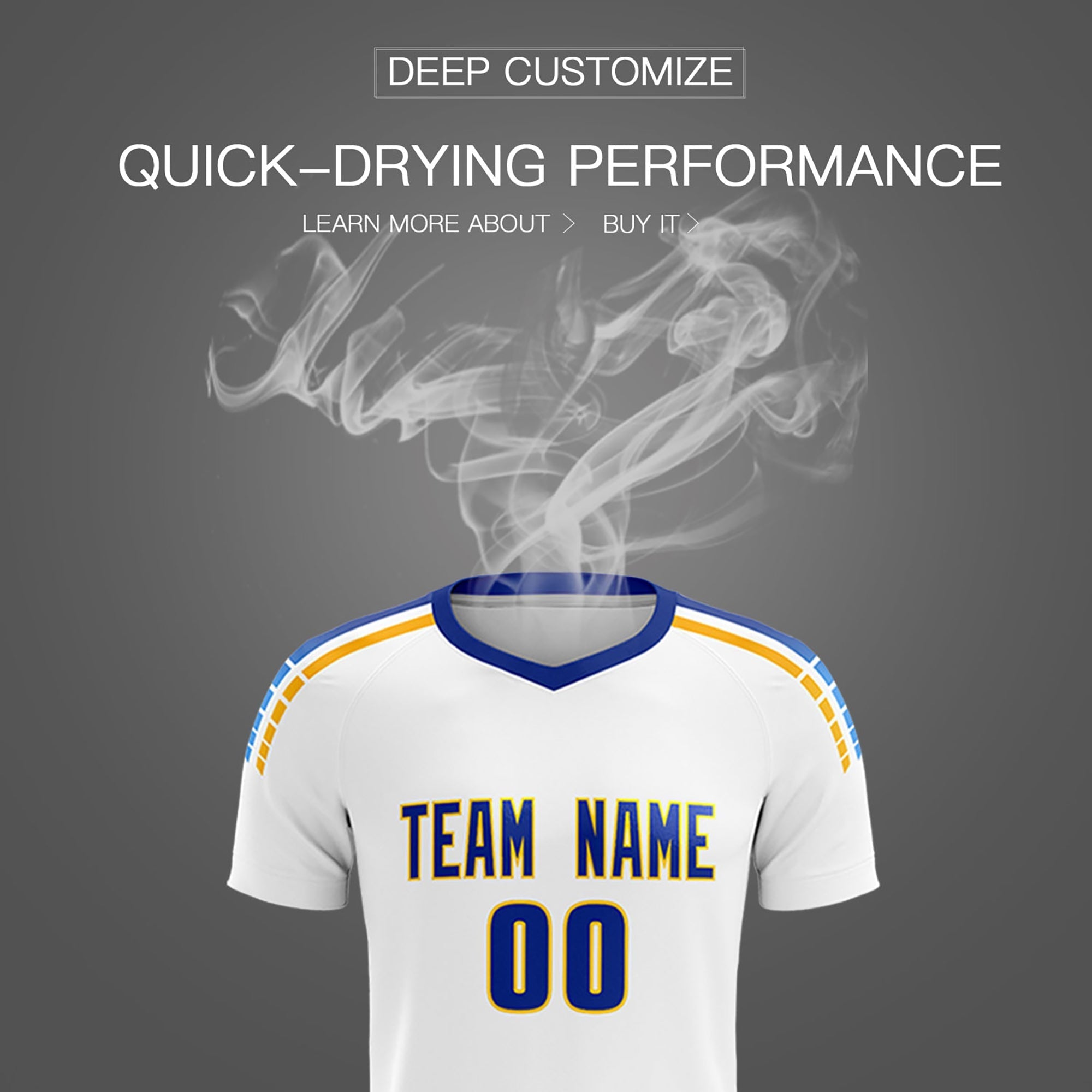 Custom White Raglan Shoulder Striped Soccer Tops/Sets Jersey