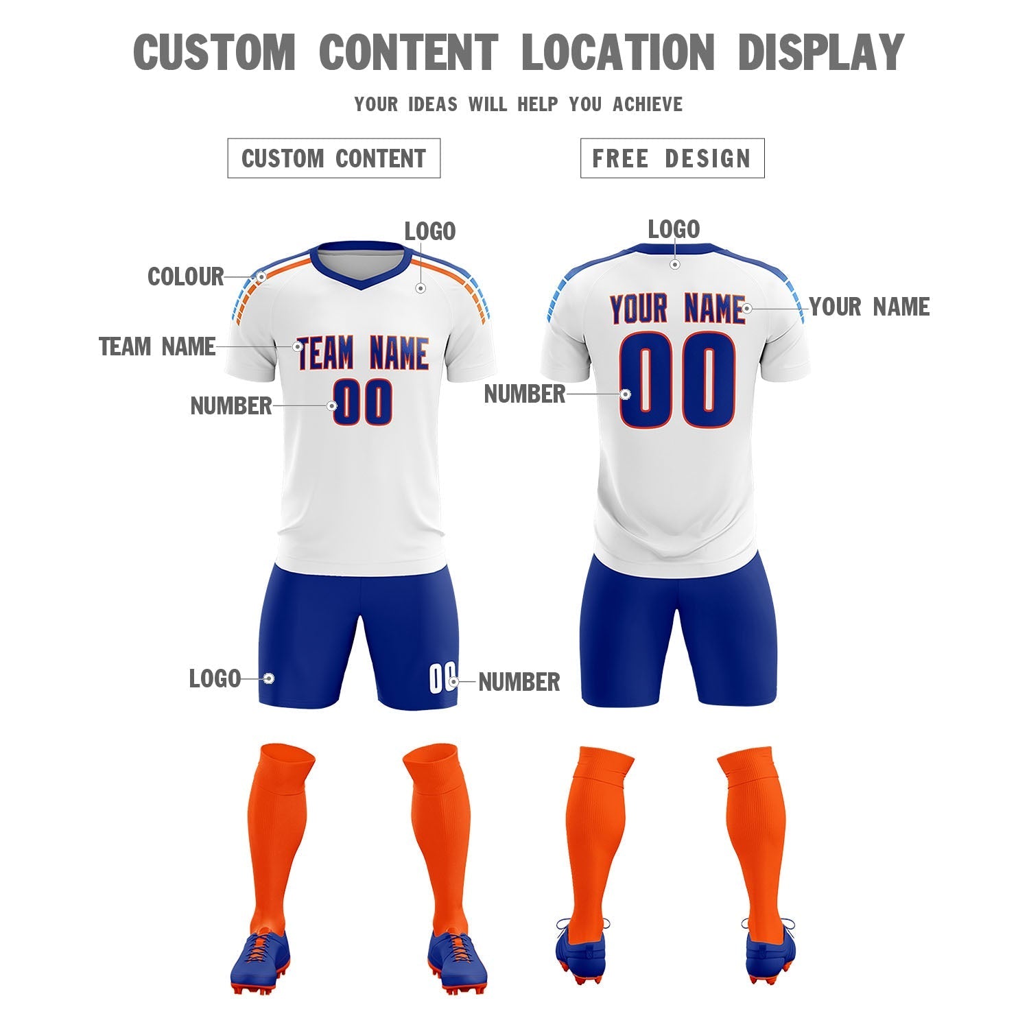 Custom White Raglan Shoulder Striped Soccer Tops/Sets Jersey