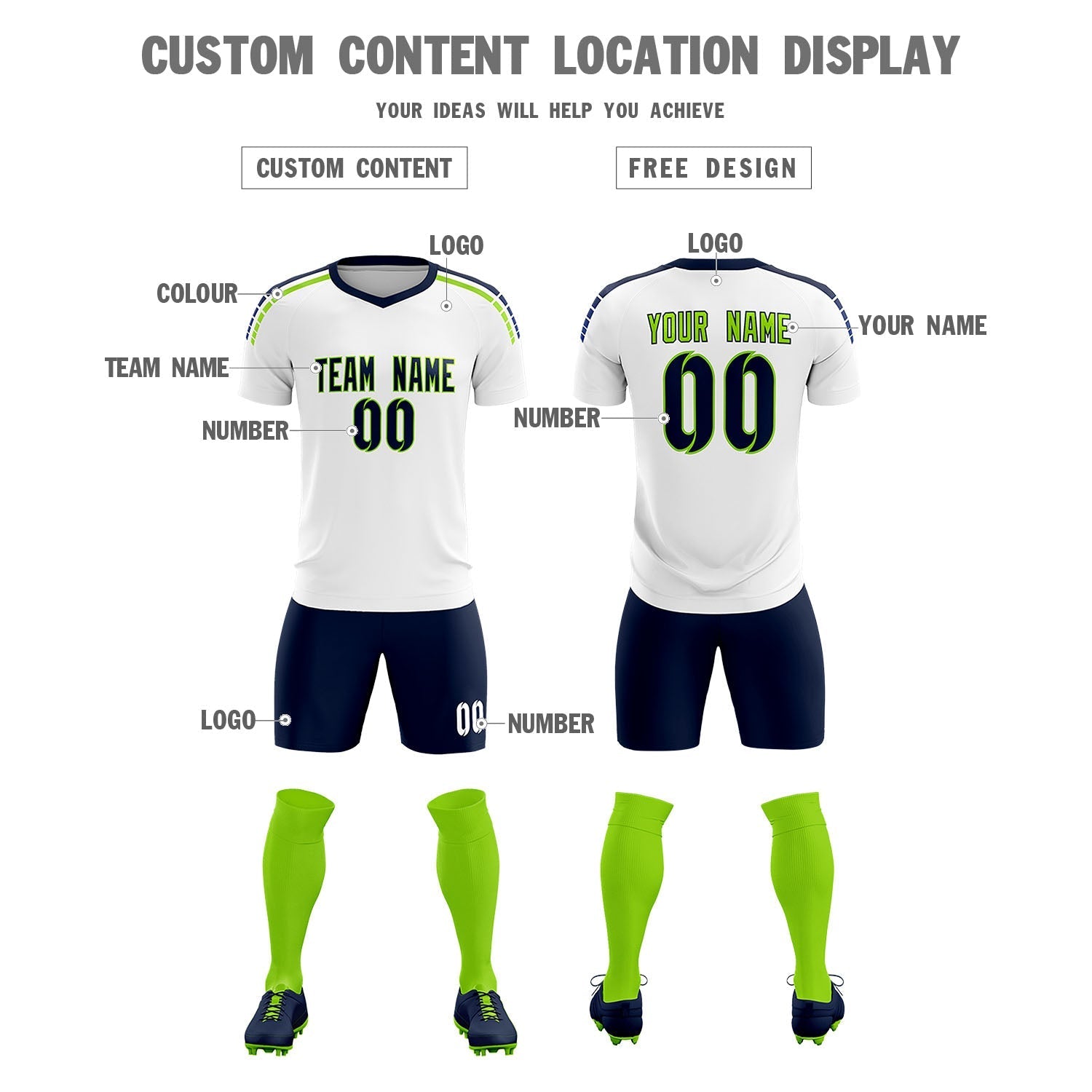 Custom White Raglan Shoulder Striped Soccer Tops/Sets Jersey