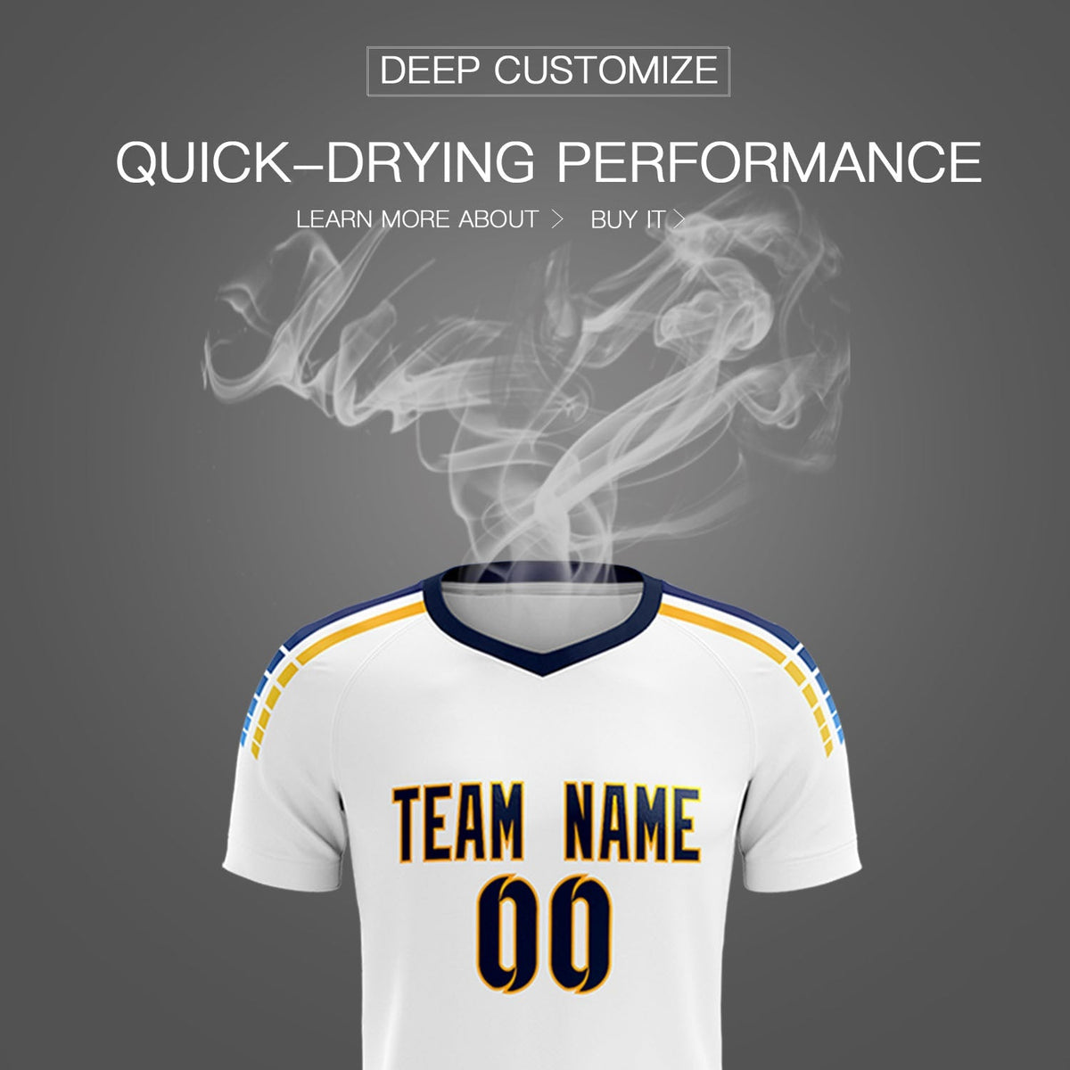 Custom White Raglan Shoulder Striped Soccer Tops/Sets Jersey