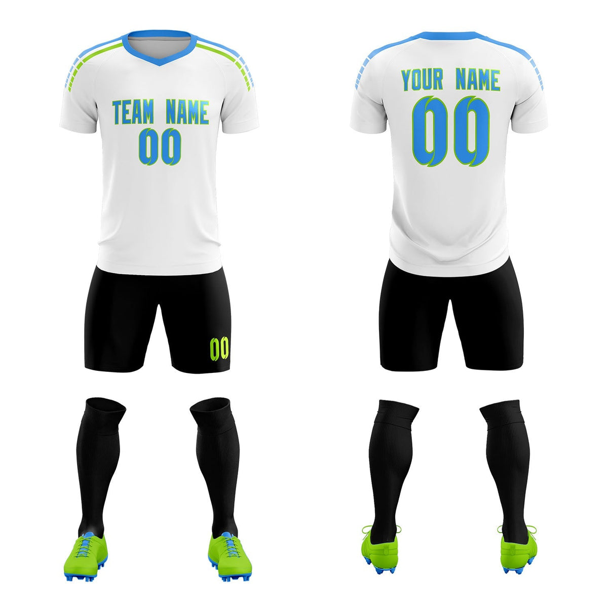 Custom White Raglan Shoulder Striped Soccer Tops/Sets Jersey