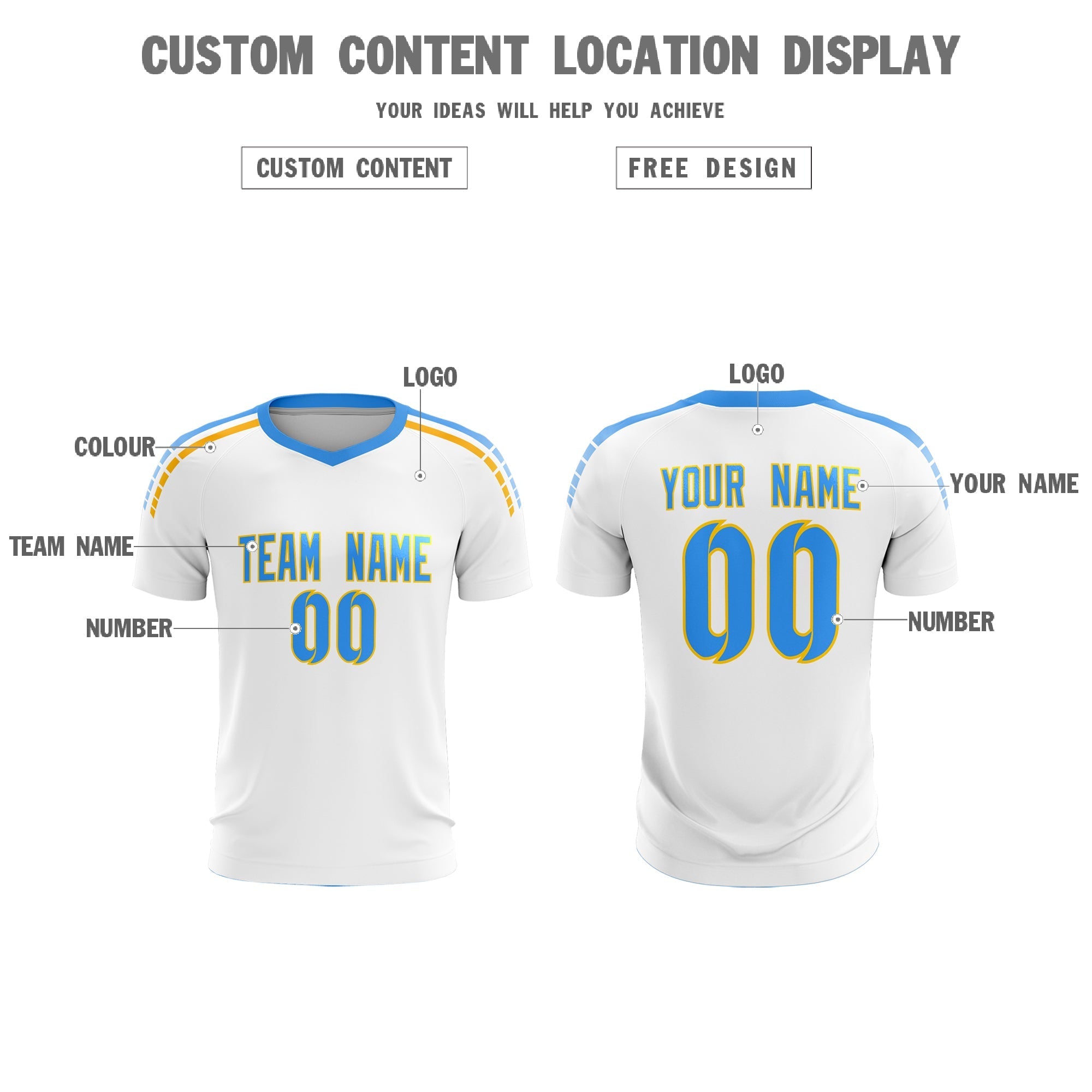 Custom White Raglan Shoulder Striped Soccer Tops/Sets Jersey