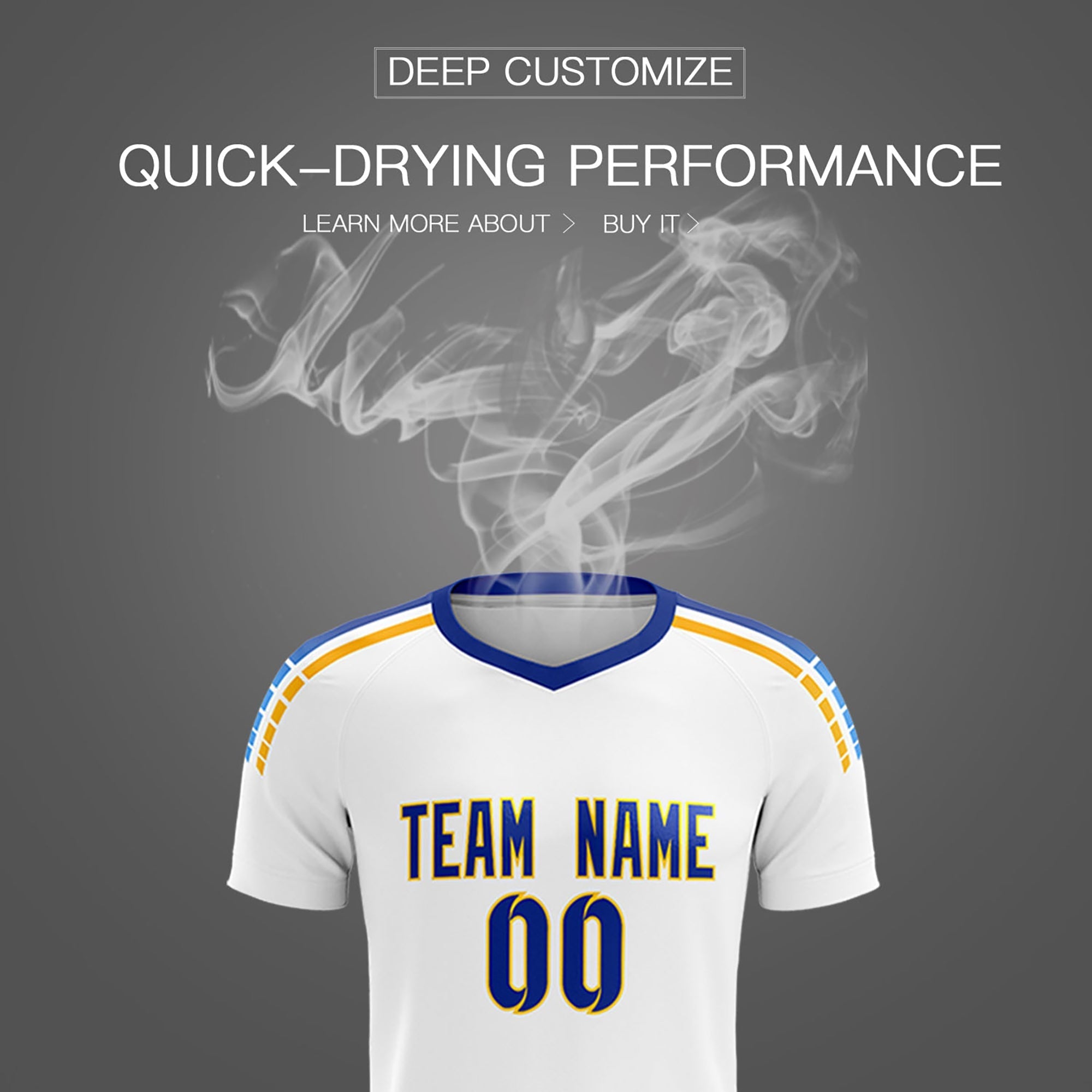 Custom White Raglan Shoulder Striped Soccer Tops/Sets Jersey
