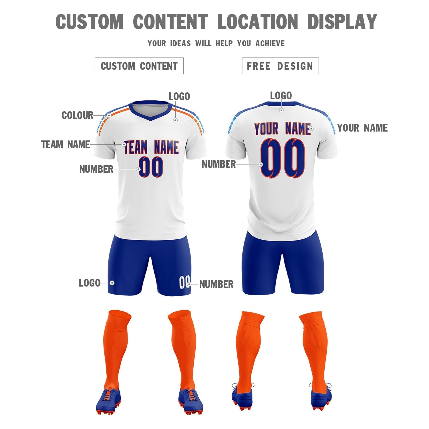Custom White Raglan Shoulder Striped Soccer Tops/Sets Jersey