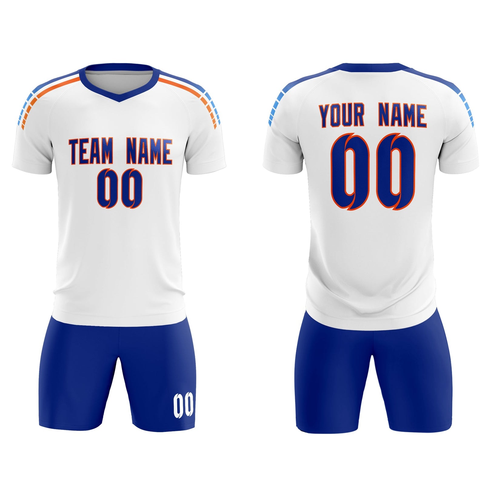 Custom White Raglan Shoulder Striped Soccer Tops/Sets Jersey