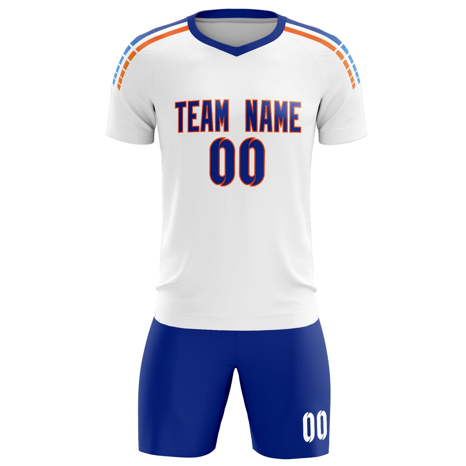 Custom White Raglan Shoulder Striped Soccer Tops/Sets Jersey