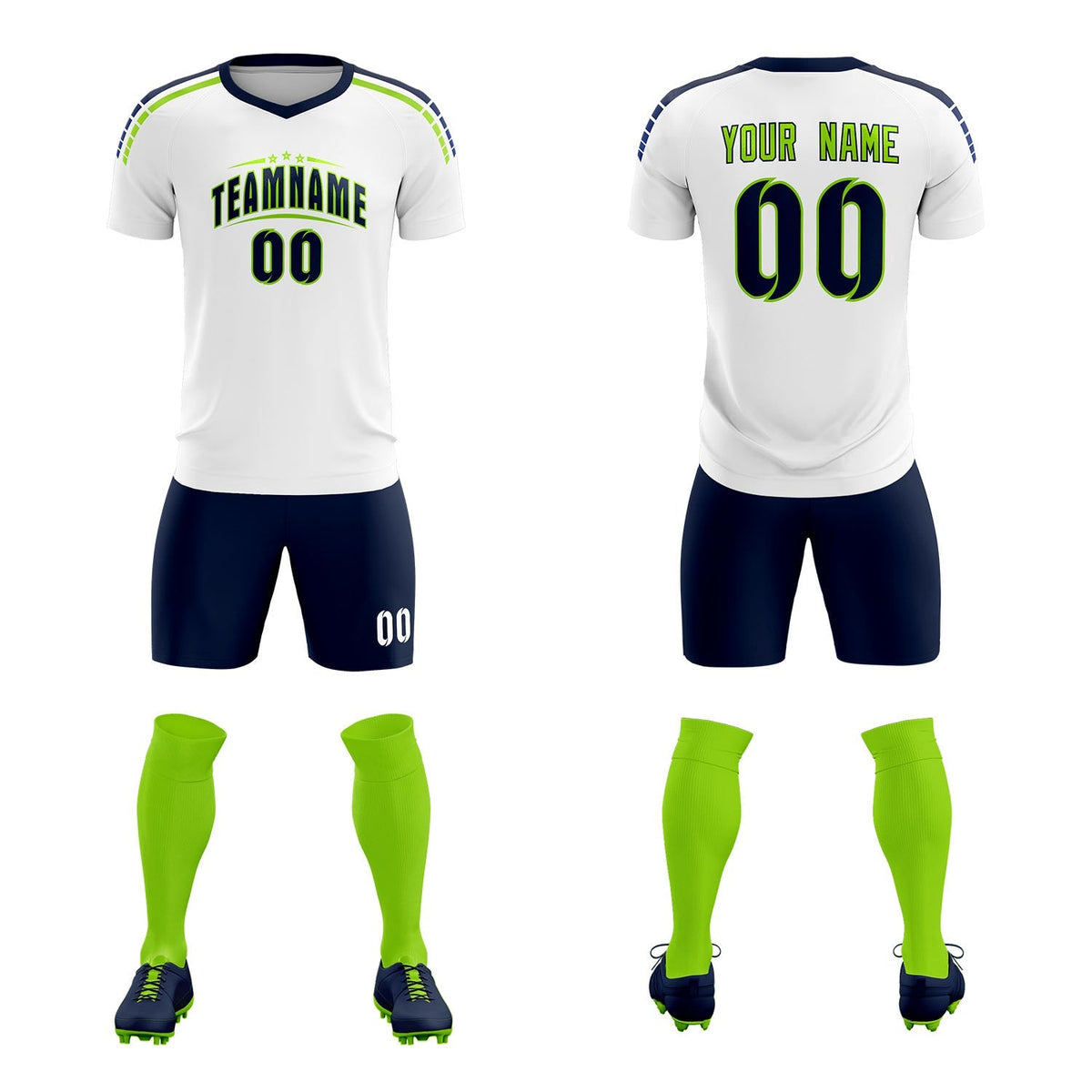 Custom White Raglan Shoulder Striped Soccer Tops/Sets Jersey