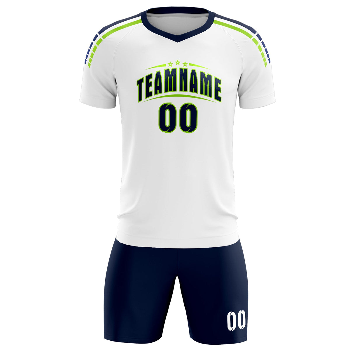 Custom White Raglan Shoulder Striped Soccer Tops/Sets Jersey
