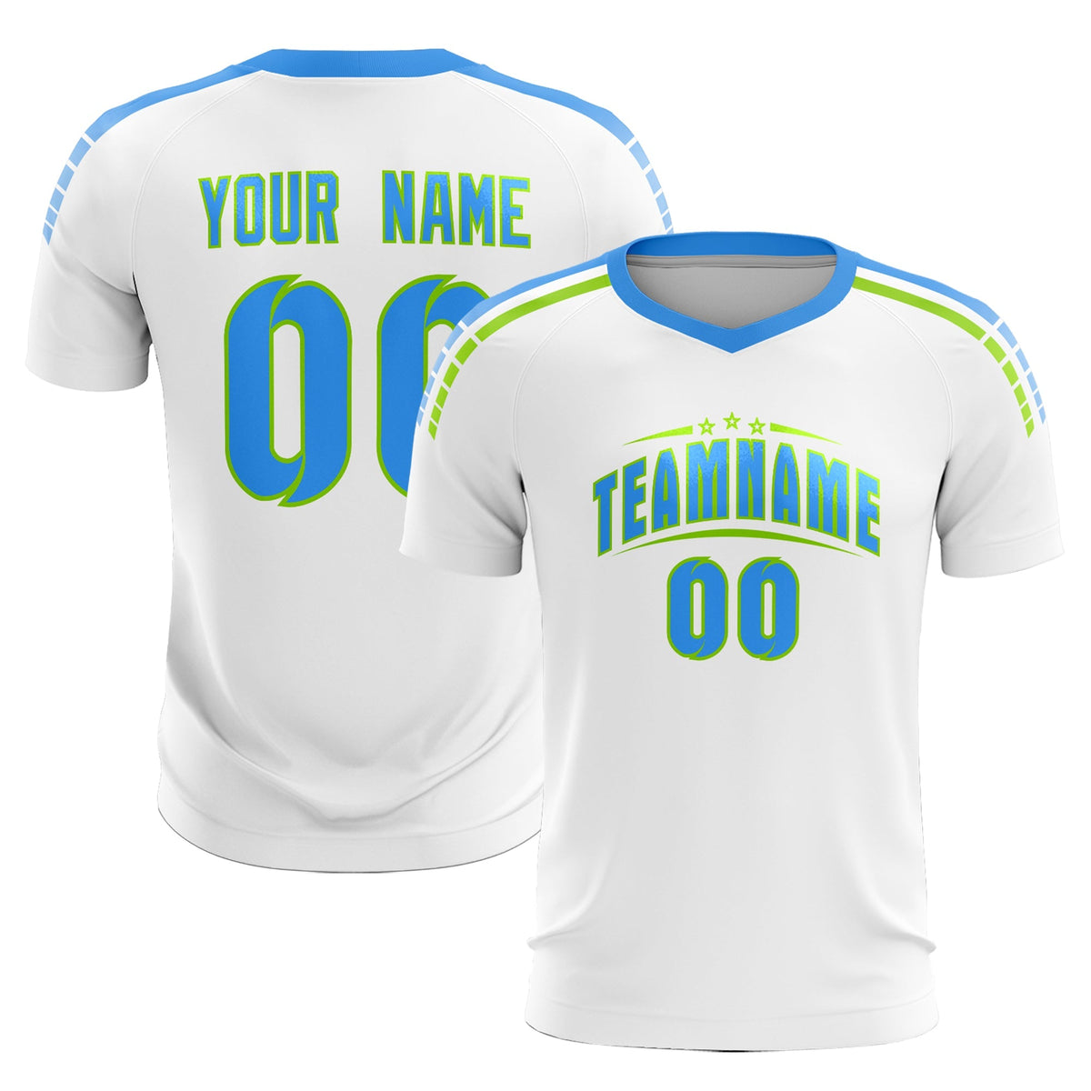 Custom White Raglan Shoulder Striped Soccer Tops/Sets Jersey