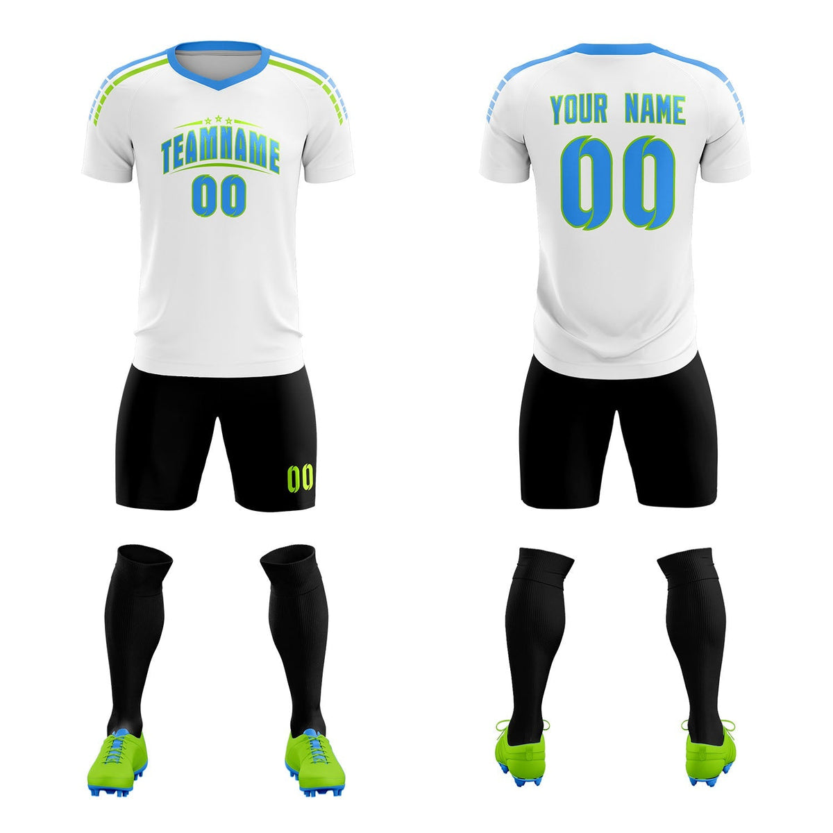 Custom White Raglan Shoulder Striped Soccer Tops/Sets Jersey