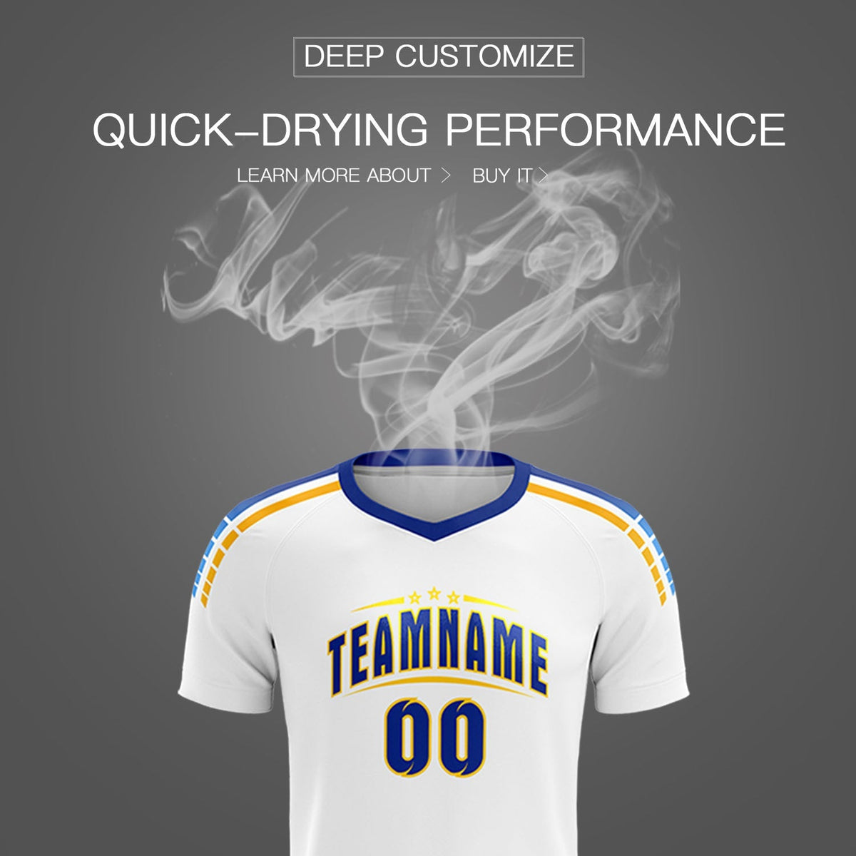 Custom White Raglan Shoulder Striped Soccer Tops/Sets Jersey