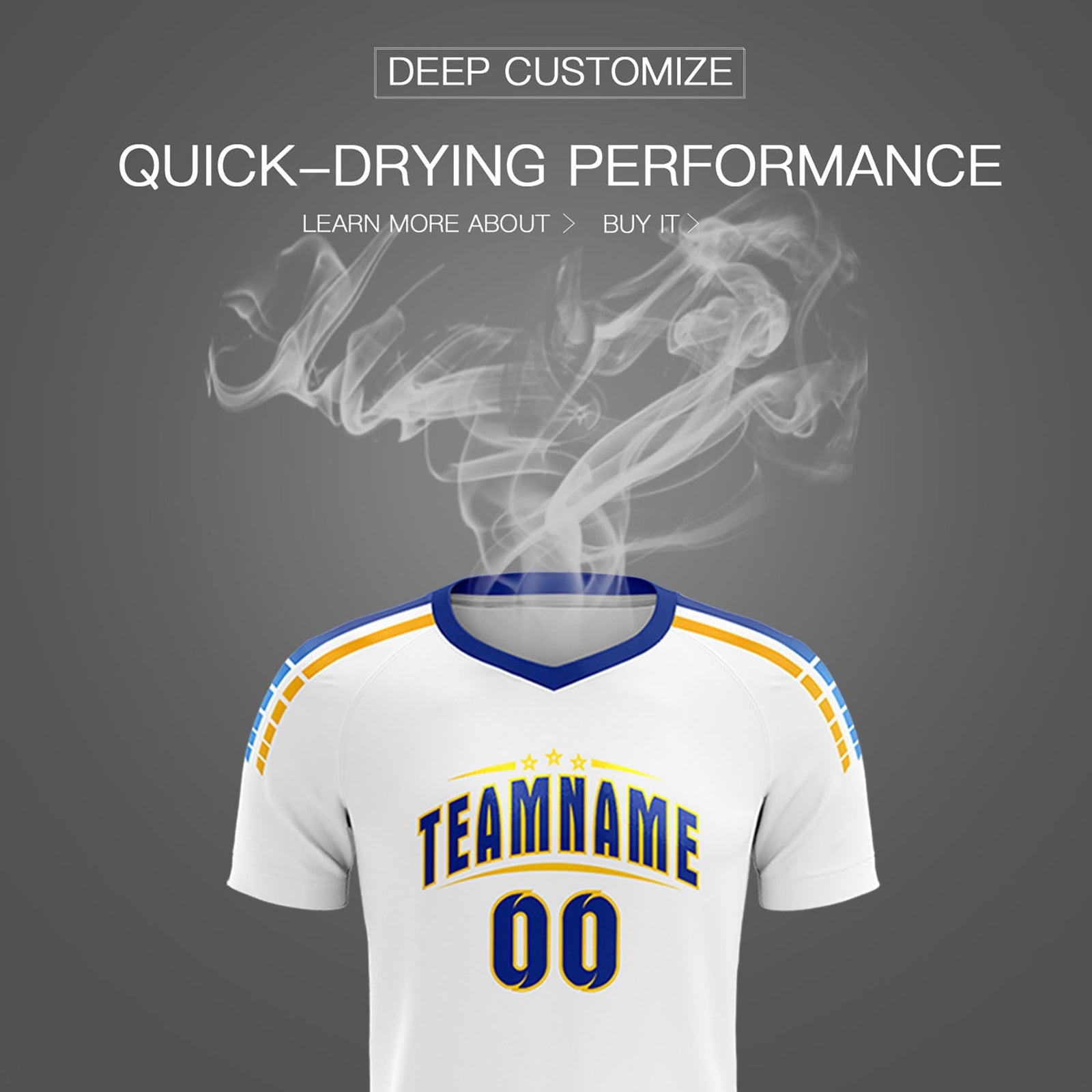 Custom White Raglan Shoulder Striped Soccer Tops/Sets Jersey