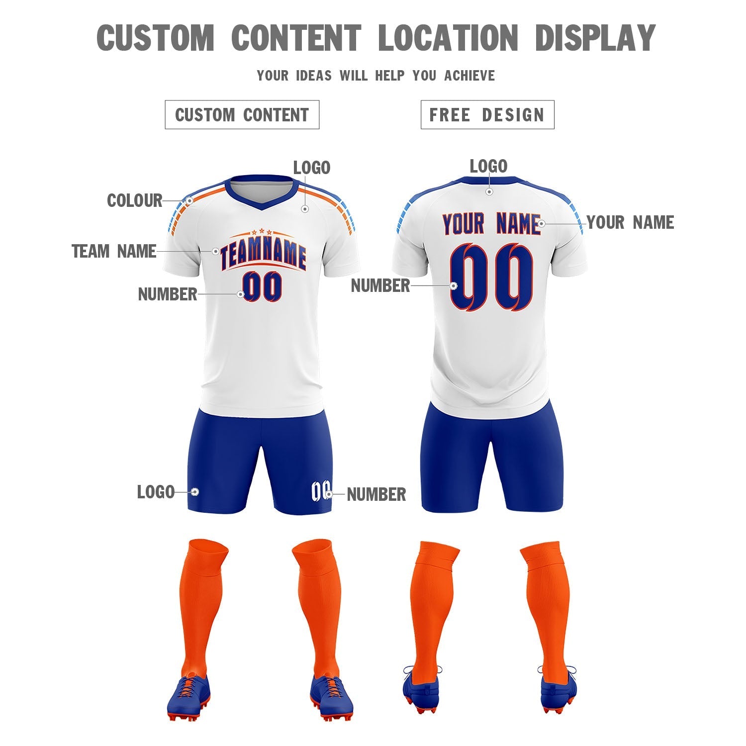 Custom White Raglan Shoulder Striped Soccer Tops/Sets Jersey