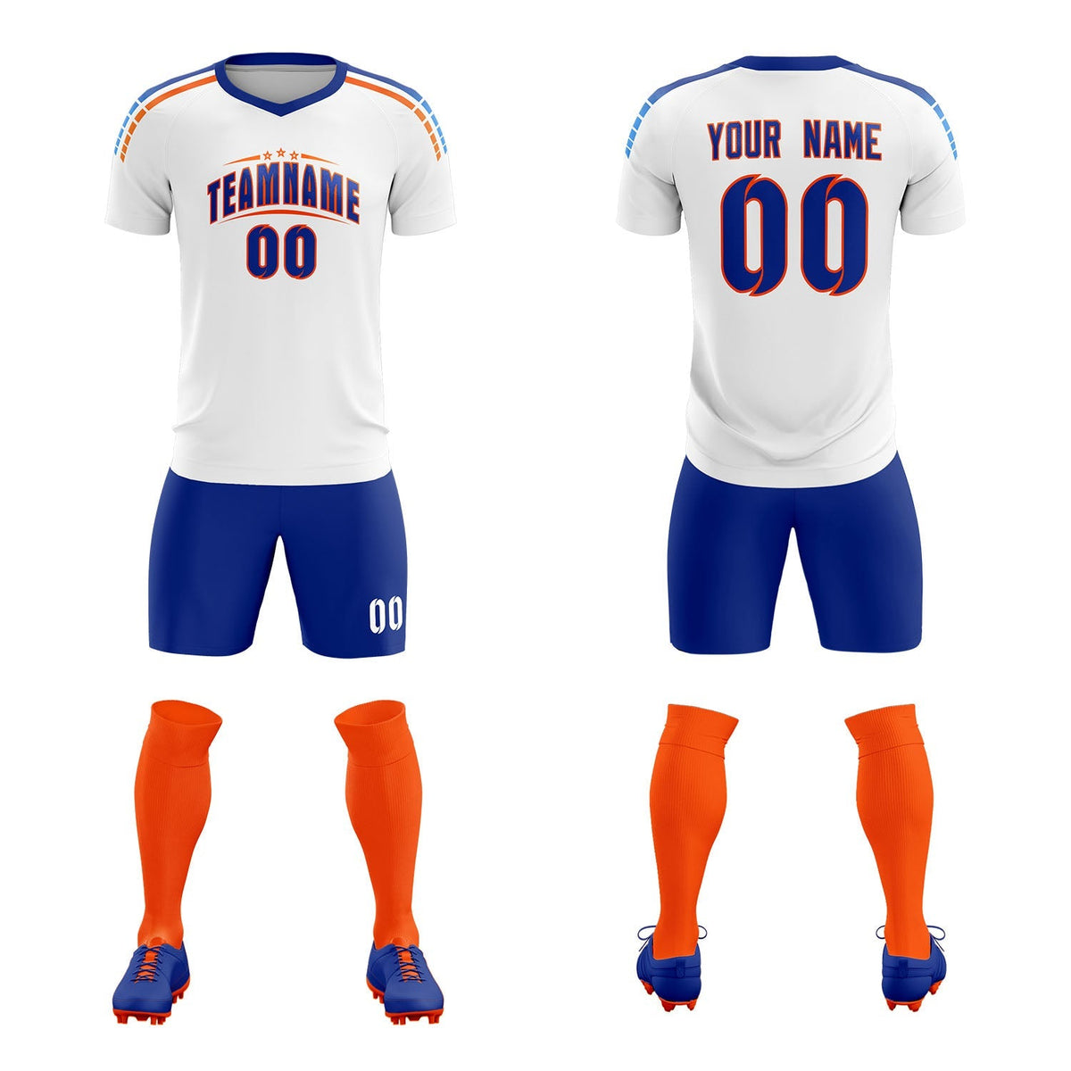 Custom White Raglan Shoulder Striped Soccer Tops/Sets Jersey