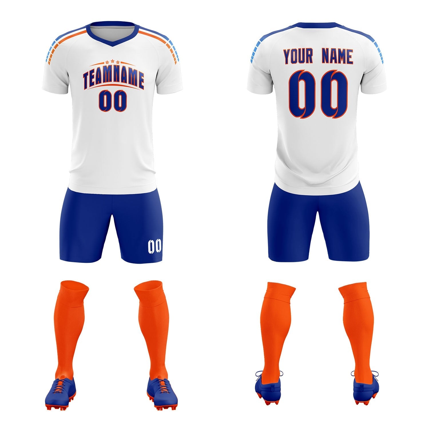 Custom White Raglan Shoulder Striped Soccer Tops/Sets Jersey