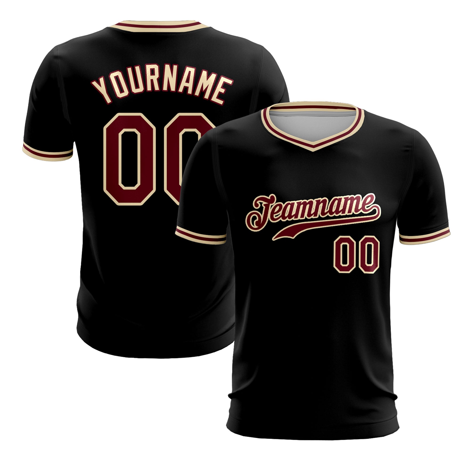 Custom Black Crimson-Khaki Sport Soccer Tops Jersey