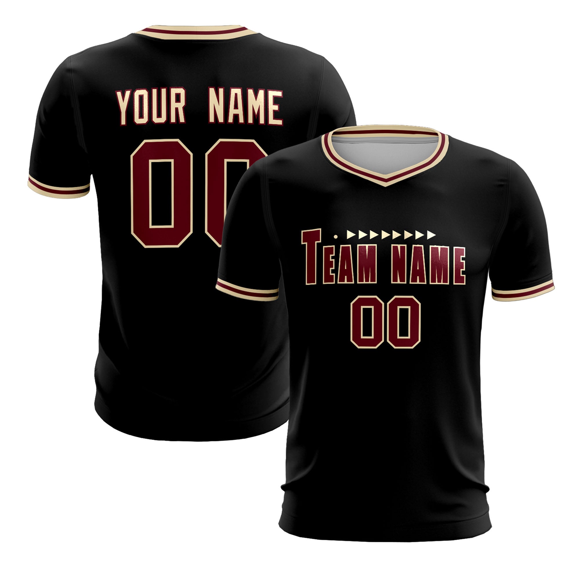 Custom Black Crimson-Khaki Sport Soccer Tops Jersey