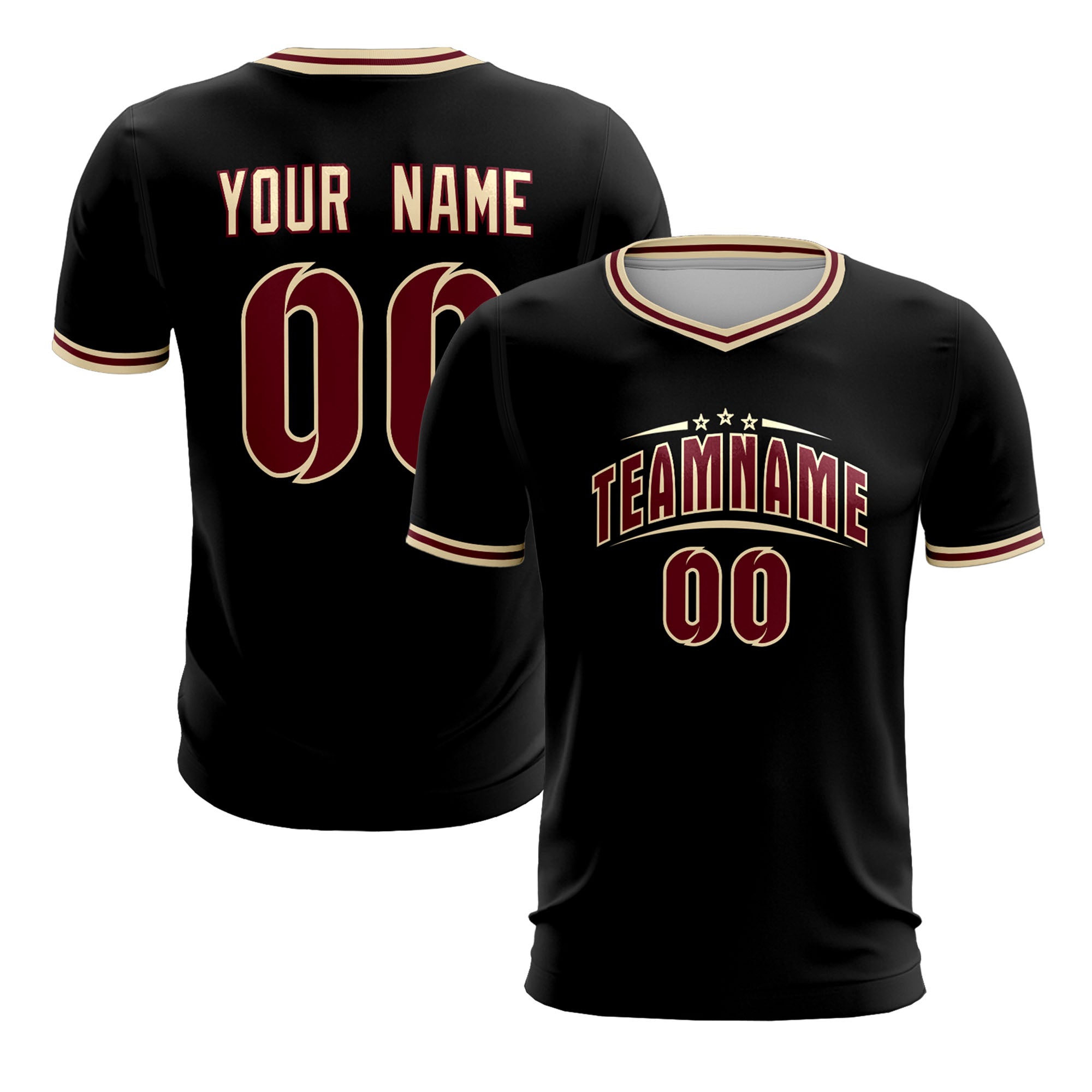 Custom Black Crimson-Khaki Sport Soccer Tops Jersey