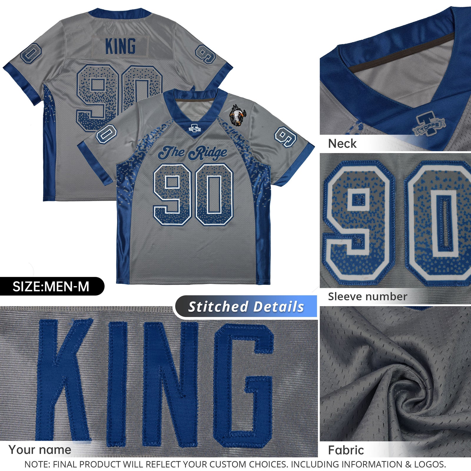 Custom Gray Royal-White Drift Fashion Mesh Authentic Football Jersey