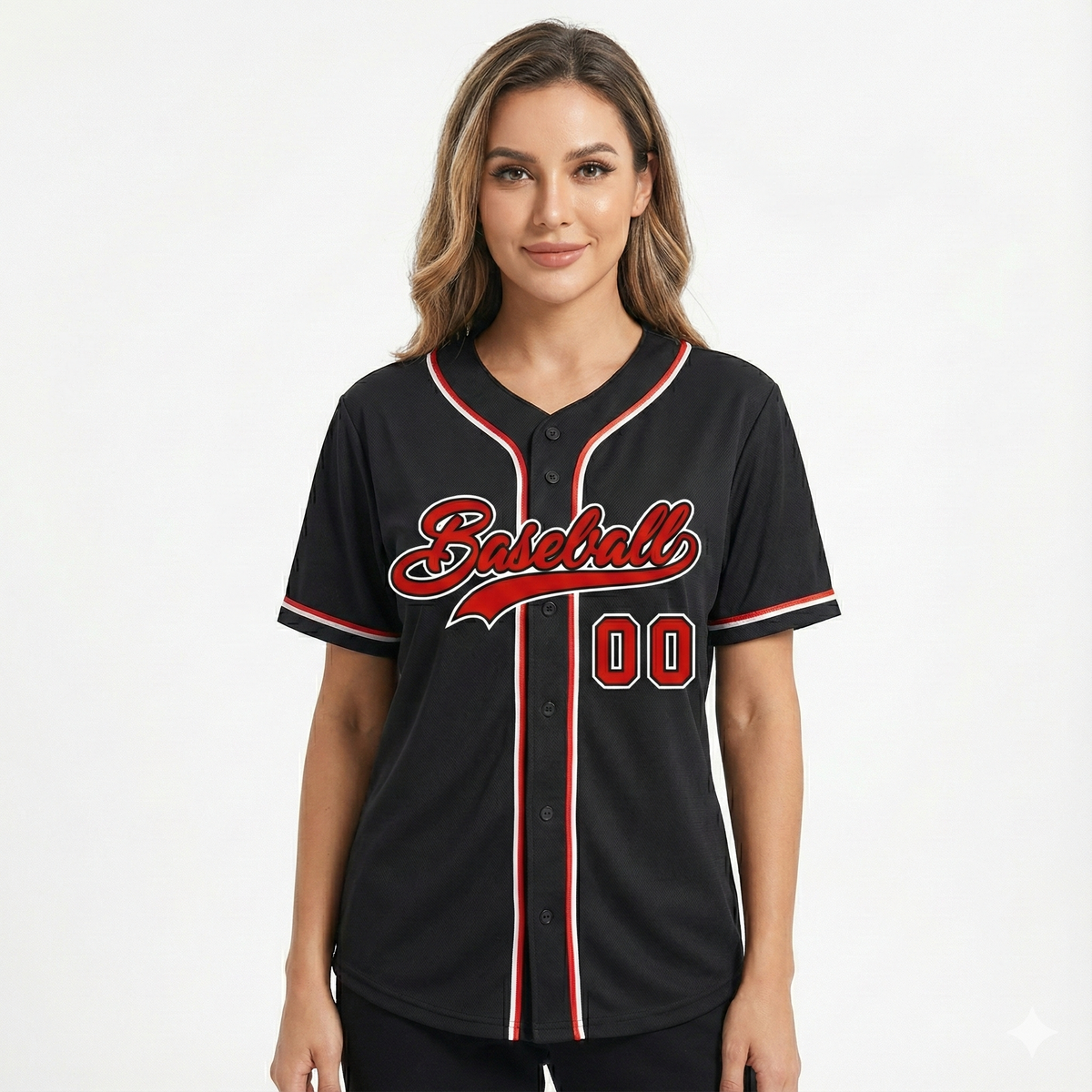 Custom Black Red-White Classic Style Authentic Baseball Jersey For Women | KXKSHOP