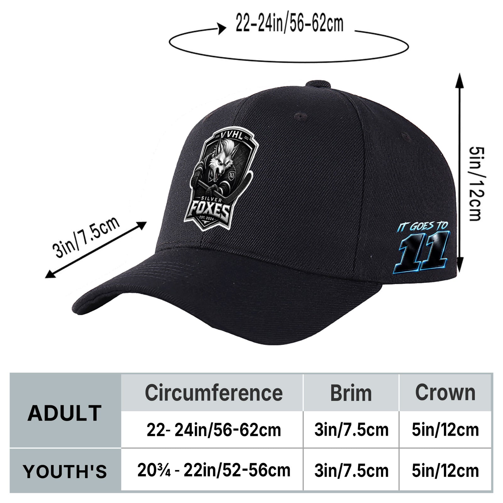 VVHL S11 Season × Silver Fox3D Puff Embroidery Flat Embroidery Baseball Cap