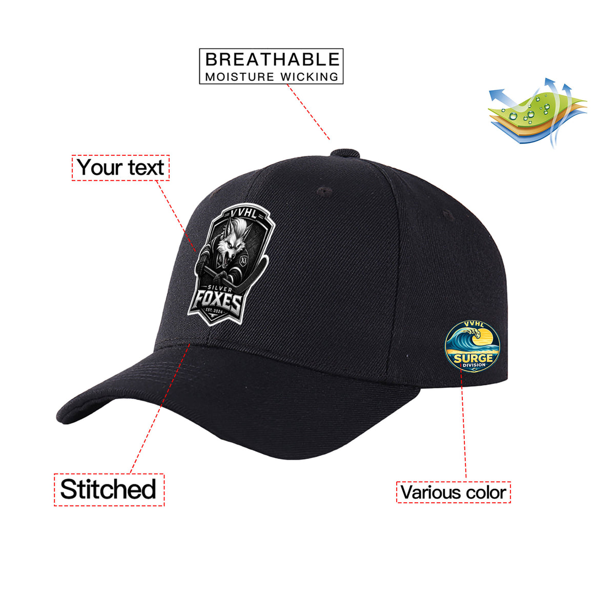 VVHL S11 Season × Silver Fox3D Puff Embroidery Flat Embroidery Baseball Cap