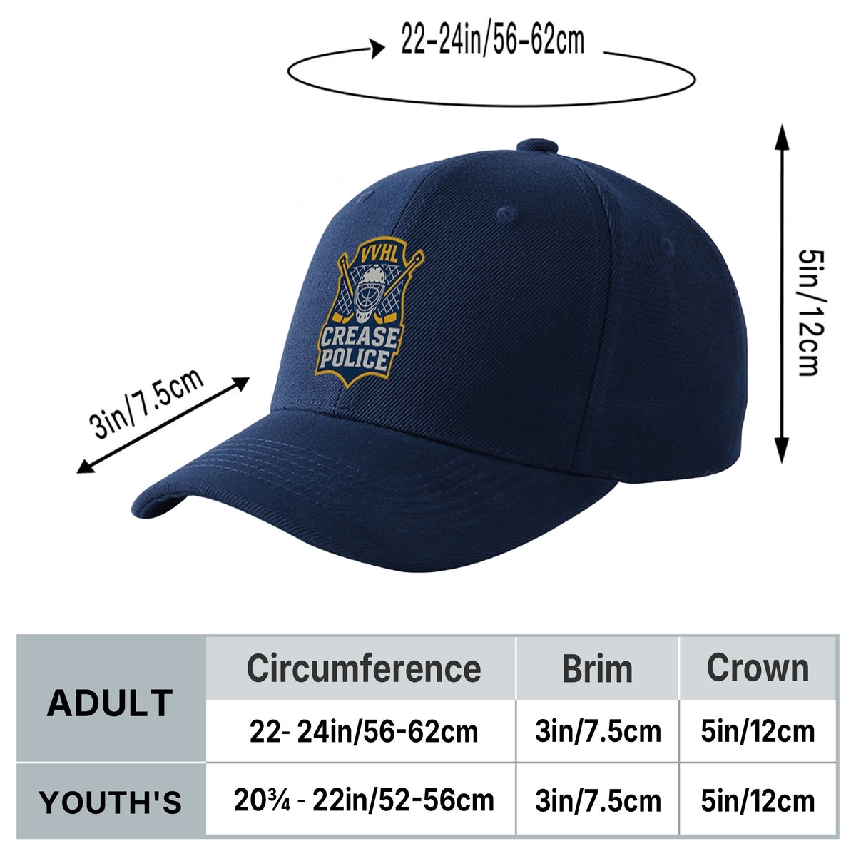 VVHL Navy S9-Crease-Police 3D Puff Embroidery Flat Embroidery Baseball Cap