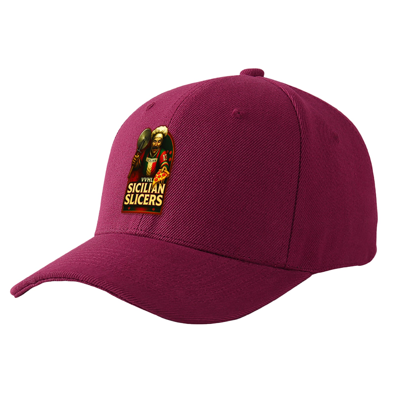VVHL Burgundy S9-Sicilian-Slicers 3D Puff Embroidery Flat Embroidery Baseball Cap