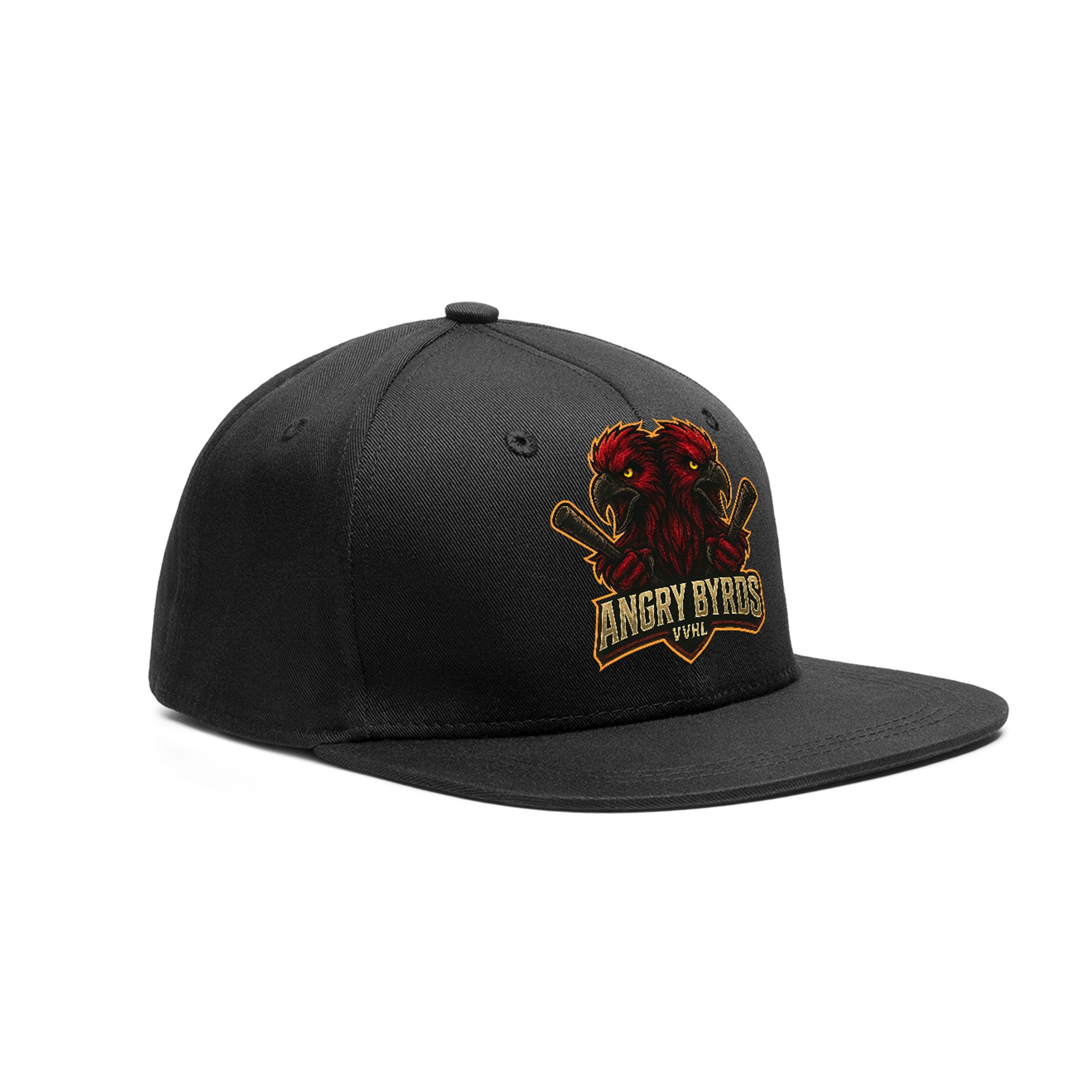 VVHL Black S7-Angry-Byrds-2 3D Puff Embroidery Flat Embroidery Baseball Cap