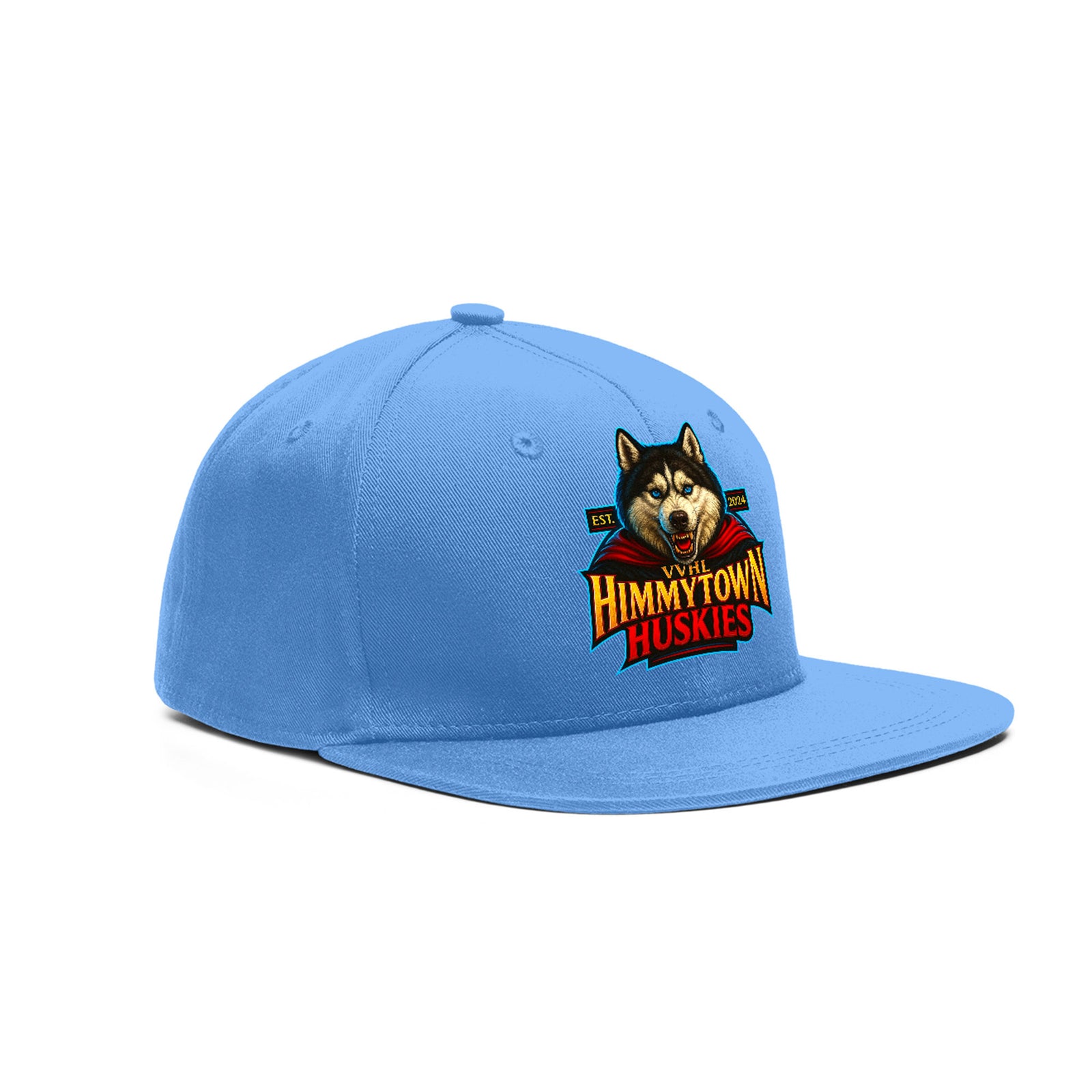 VVHL Light Blue S7-Himmytown-huskies 3D Puff Embroidery Flat Embroidery Baseball Cap