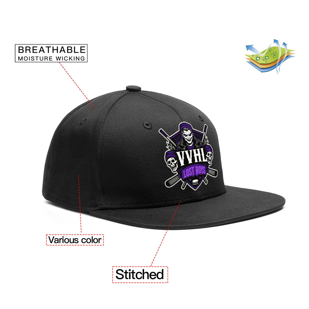VVHL Black S7-lost-boys 3D Puff Embroidery Flat Embroidery Baseball Cap