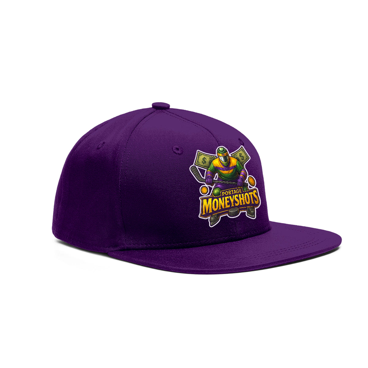VVHL Purple S7-Portage-Moneyshots-1 3D Puff Embroidery Flat Embroidery Baseball Cap