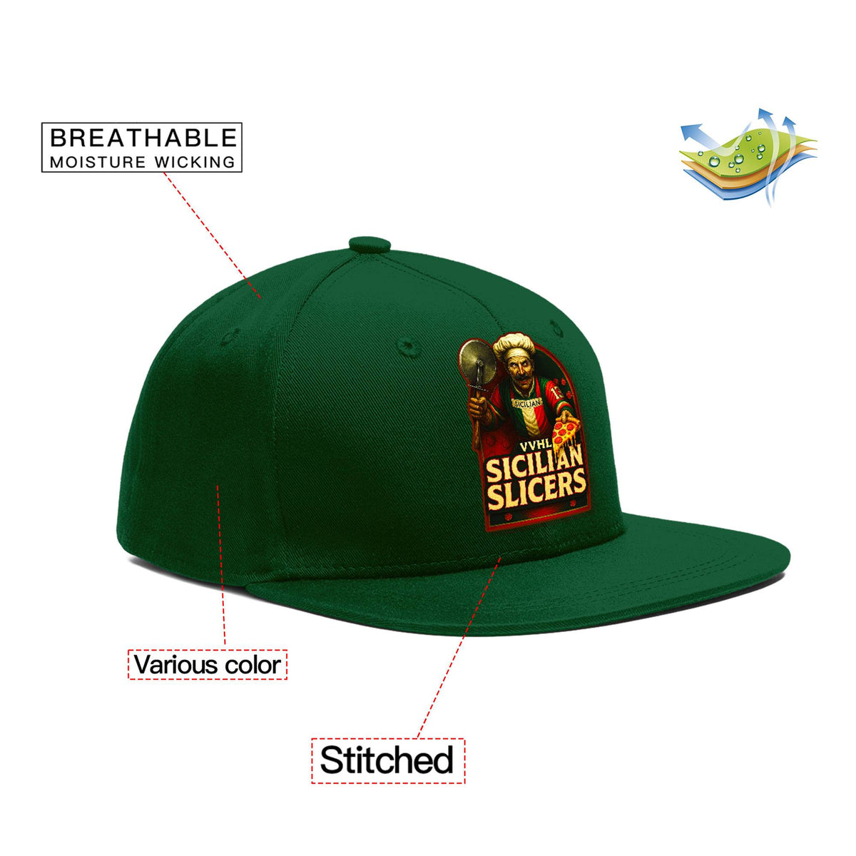 VVHL Green S9-Sicilian-Slicers 3D Puff Embroidery Flat Embroidery Baseball Cap