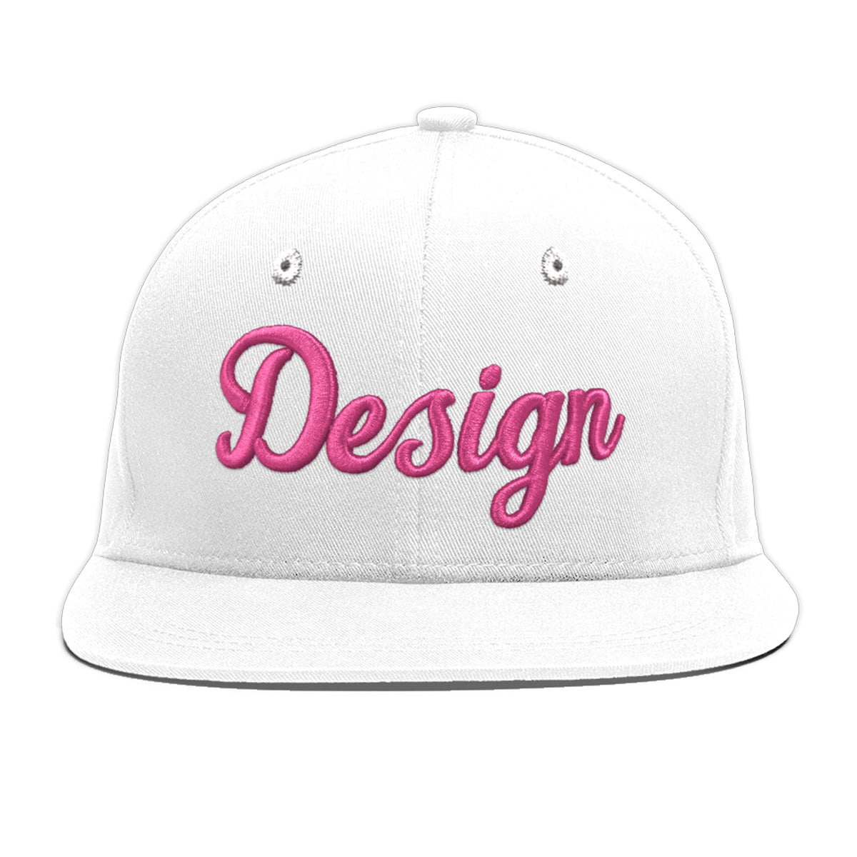Custom White 3D Puff Embroidery Flat Embroidery Casual Sport Baseball Cap