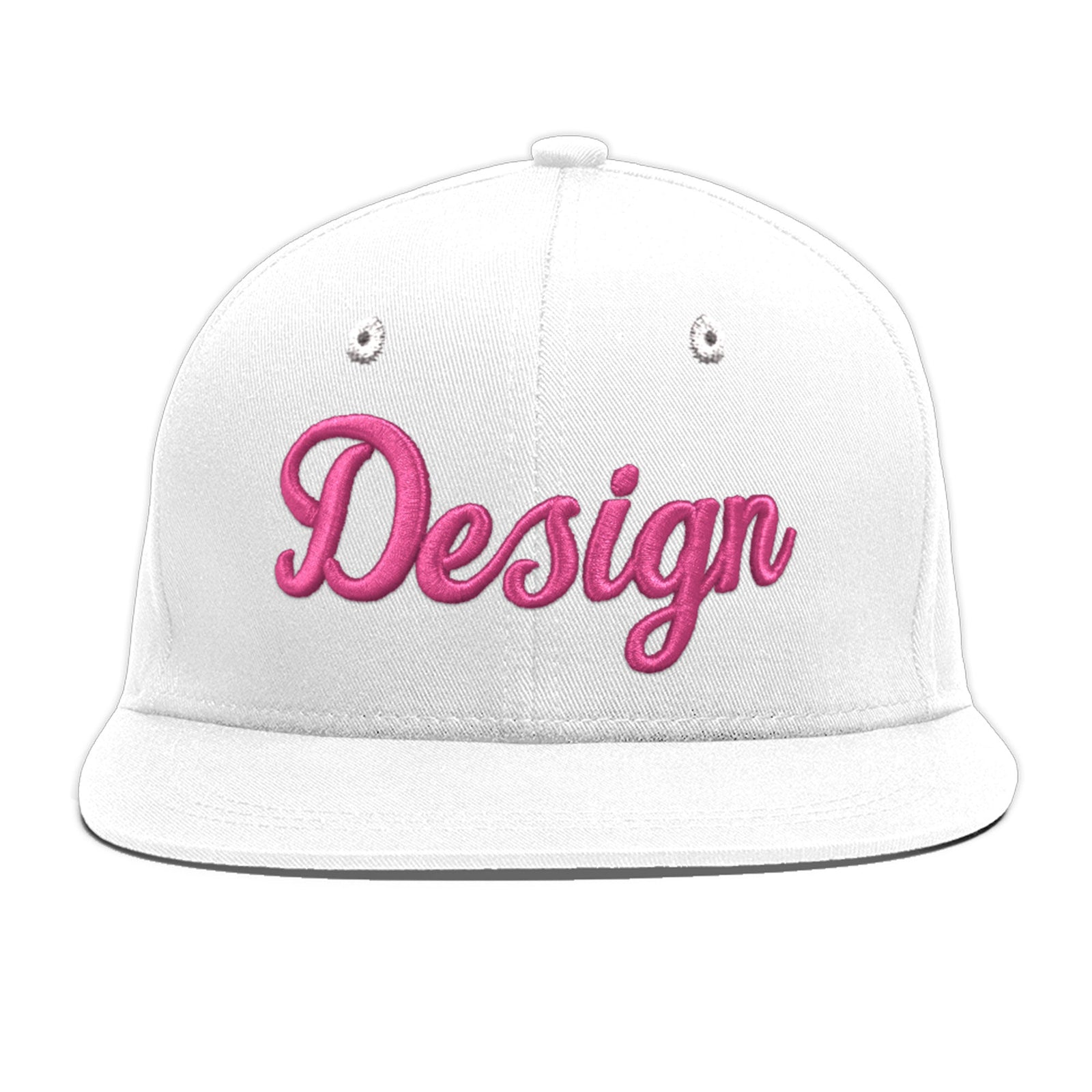 Custom White 3D Puff Embroidery Flat Embroidery Casual Sport Baseball Cap
