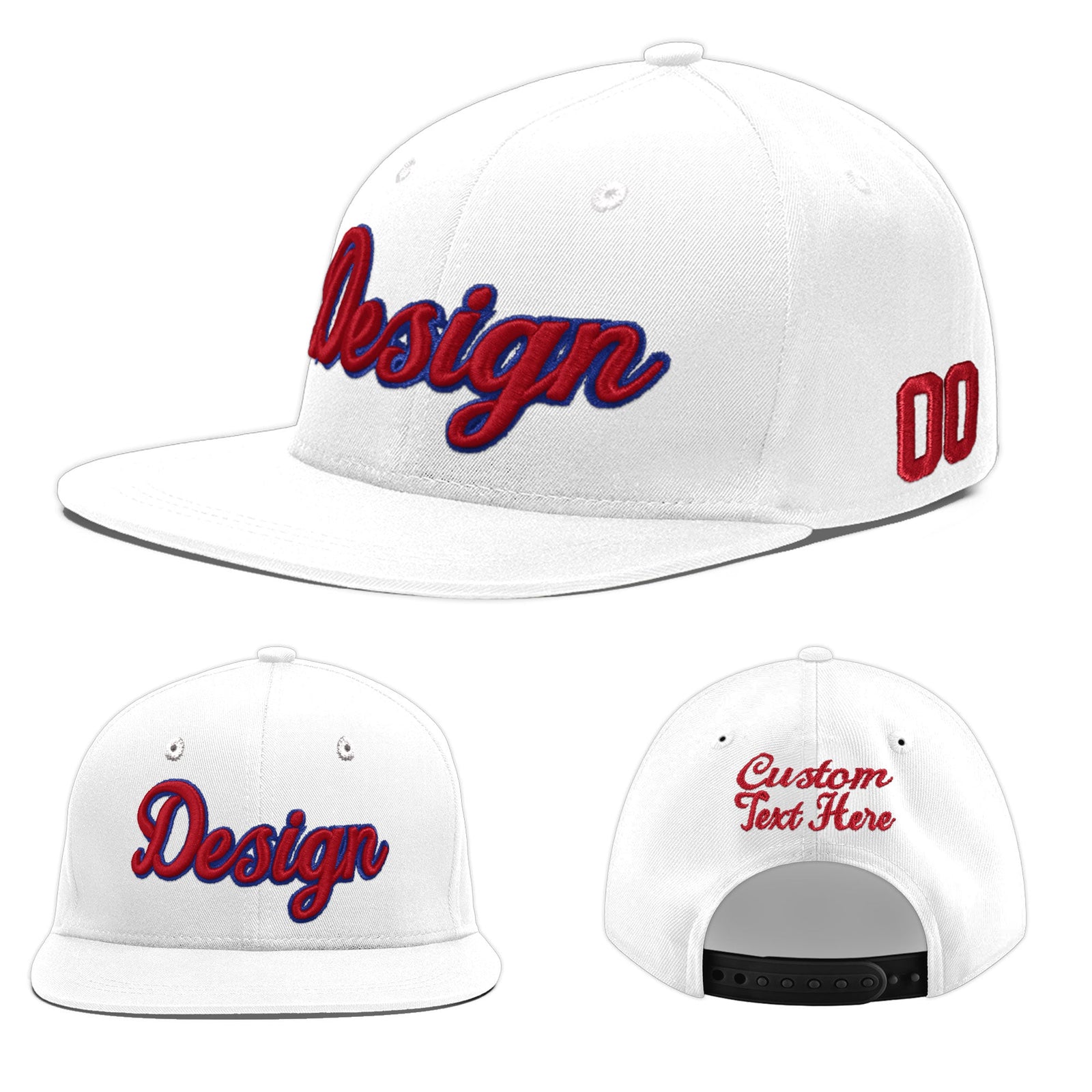 Custom White 3D Puff Embroidery Flat Embroidery Casual Sport Baseball Cap