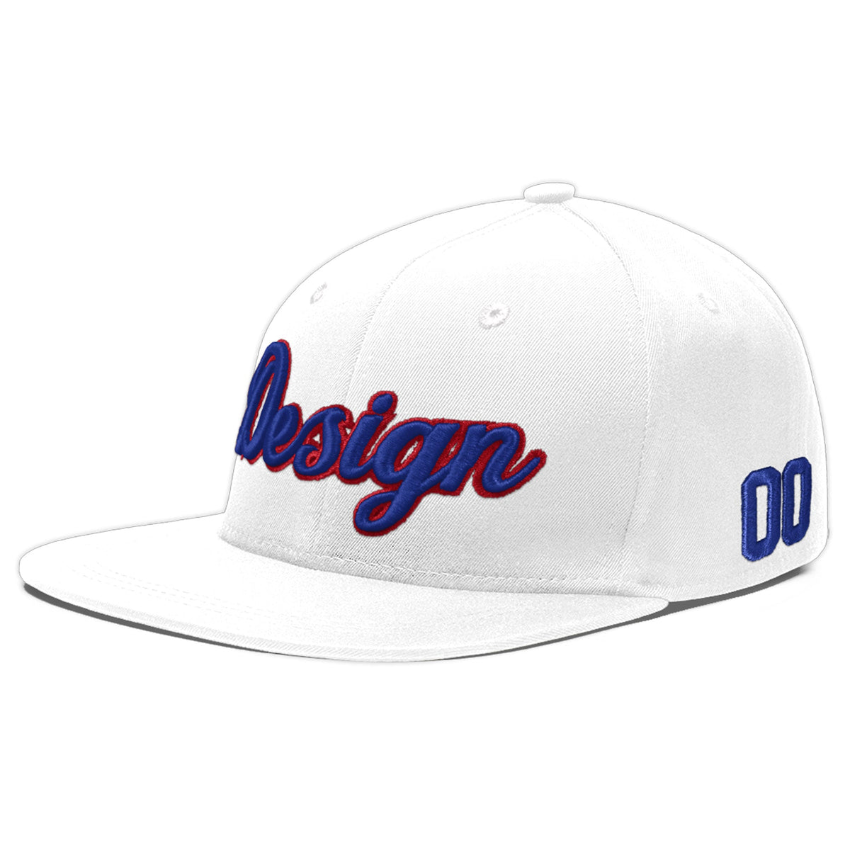 Custom White 3D Puff Embroidery Flat Embroidery Casual Sport Baseball Cap