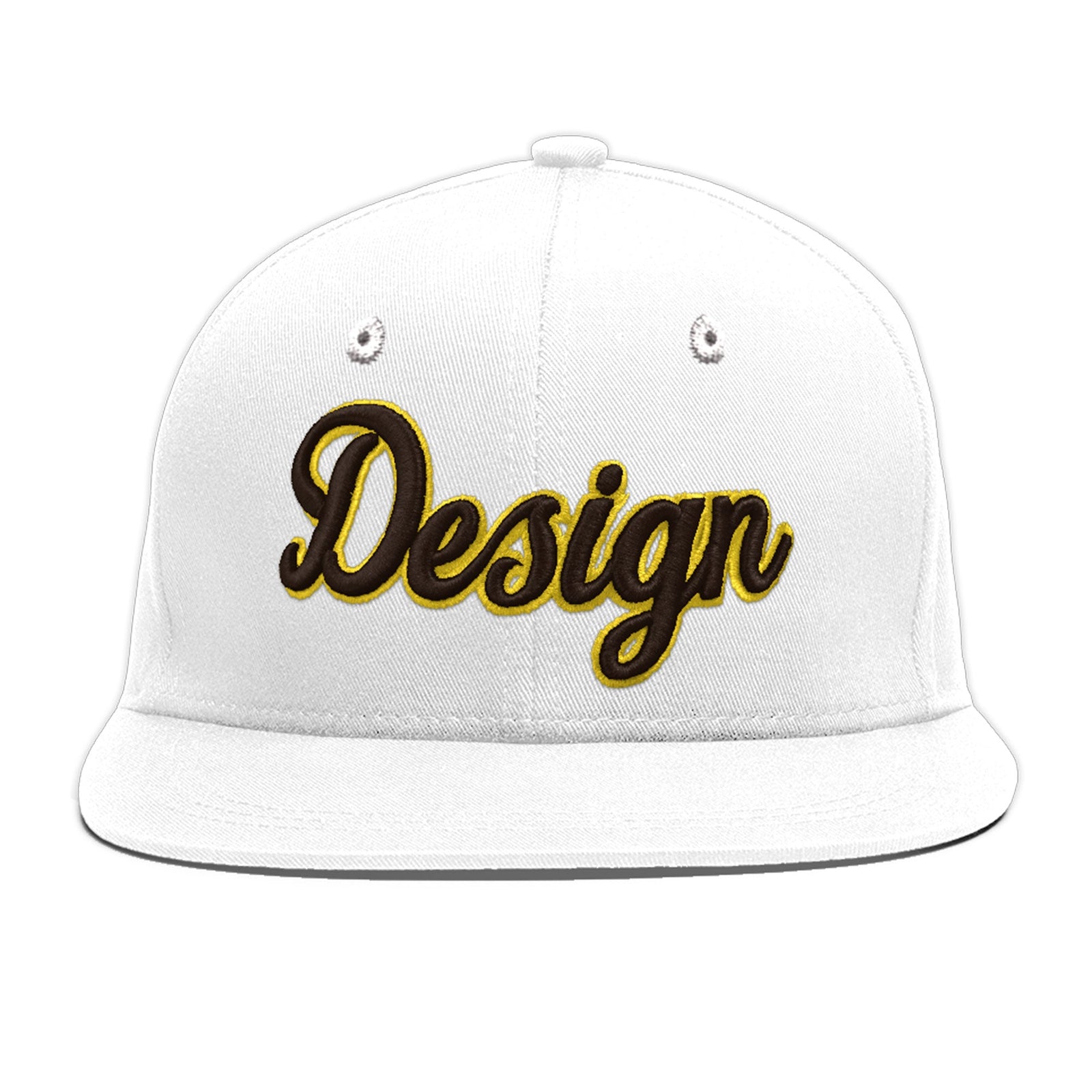 Custom White 3D Puff Embroidery Flat Embroidery Casual Sport Baseball Cap