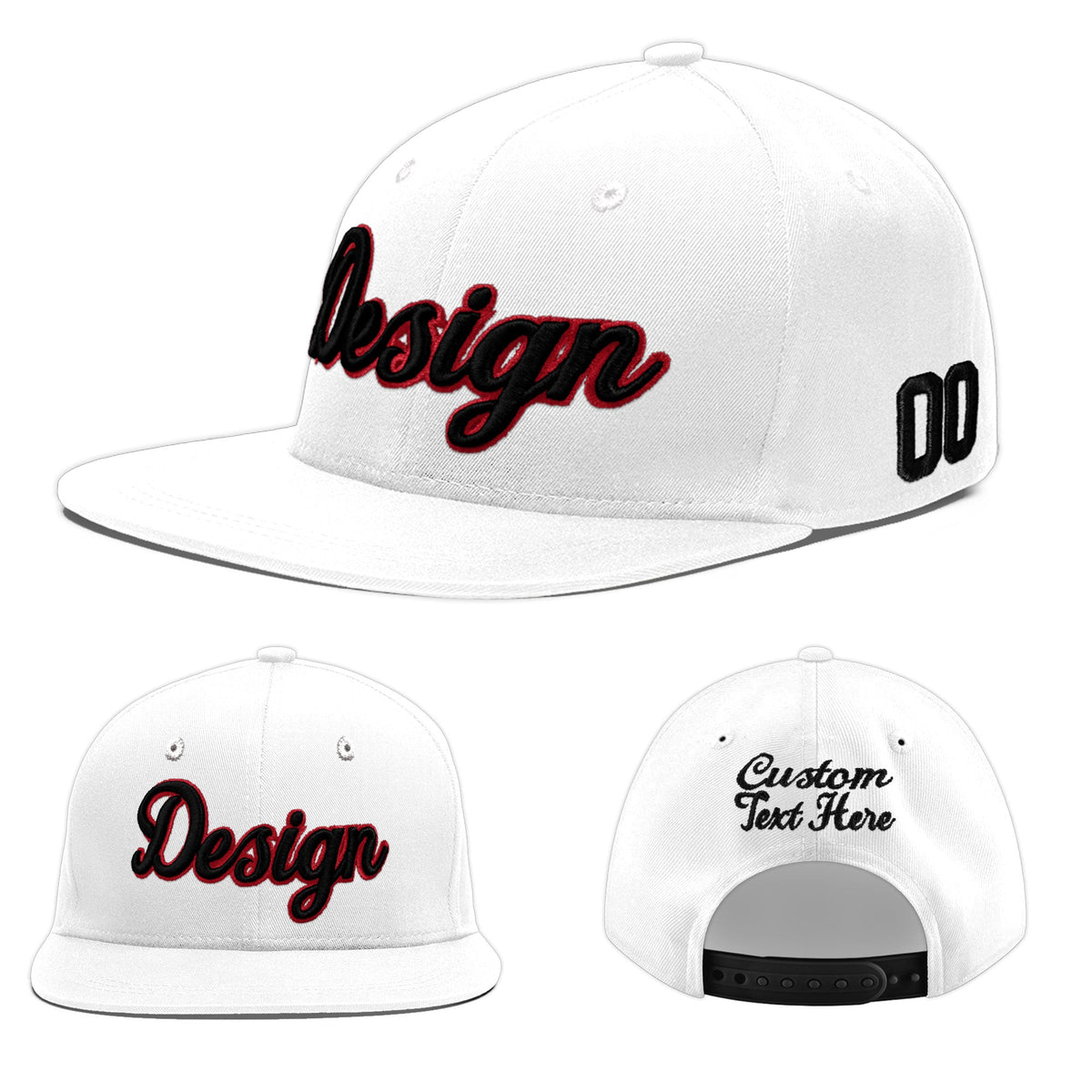 Custom White 3D Puff Embroidery Flat Embroidery Casual Sport Baseball Cap