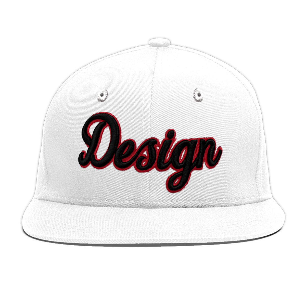 Custom White 3D Puff Embroidery Flat Embroidery Casual Sport Baseball Cap