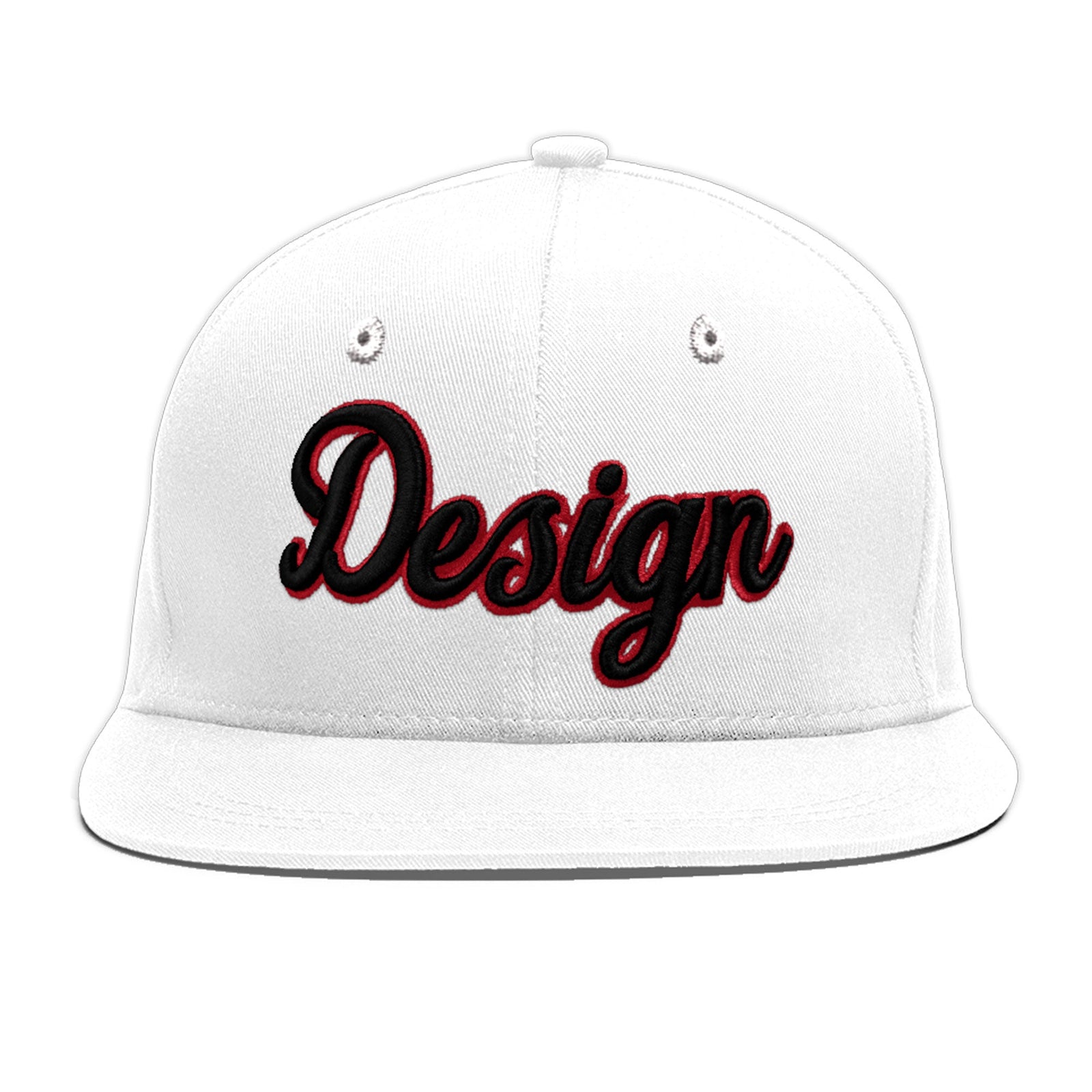 Custom White 3D Puff Embroidery Flat Embroidery Casual Sport Baseball Cap