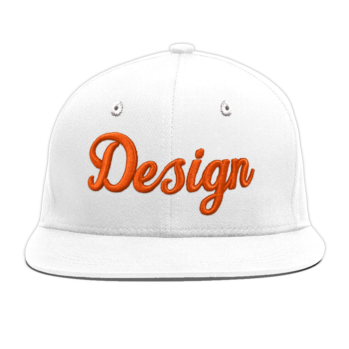 Custom White 3D Puff Embroidery Flat Embroidery Casual Sport Baseball Cap