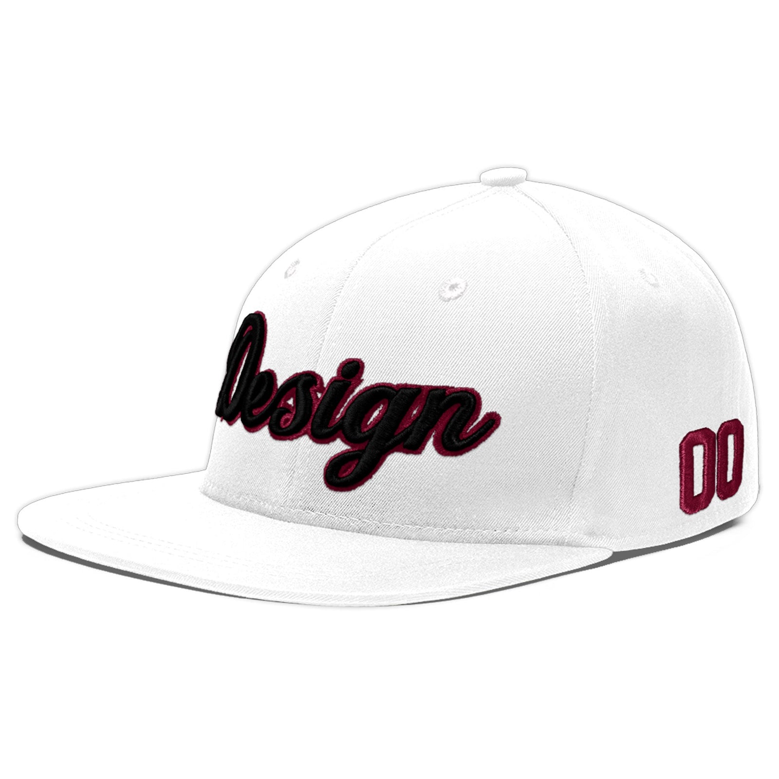 Custom White 3D Puff Embroidery Flat Embroidery Casual Sport Baseball Cap