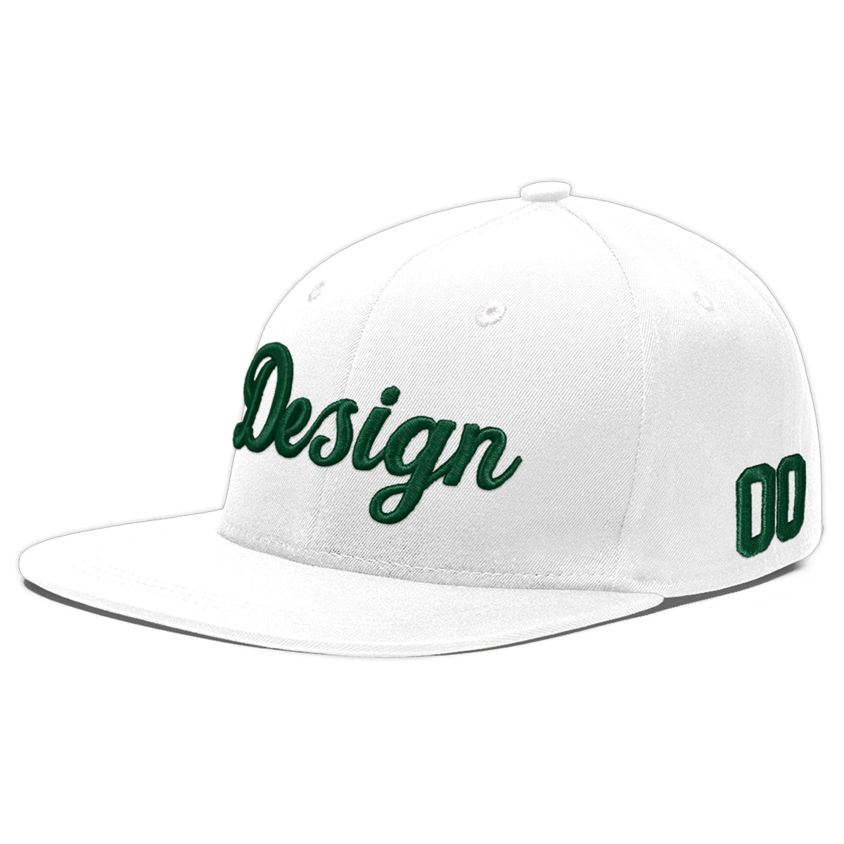 Custom White 3D Puff Embroidery Flat Embroidery Casual Sport Baseball Cap