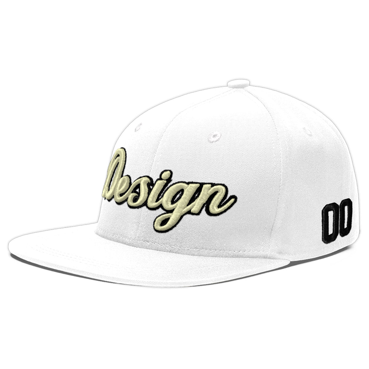 Custom White 3D Puff Embroidery Flat Embroidery Casual Sport Baseball Cap